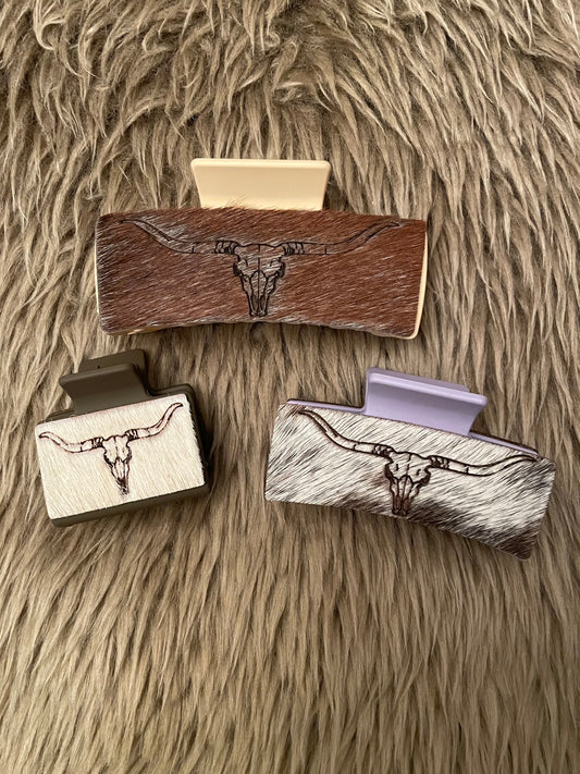 Bull Skull Claw Clip