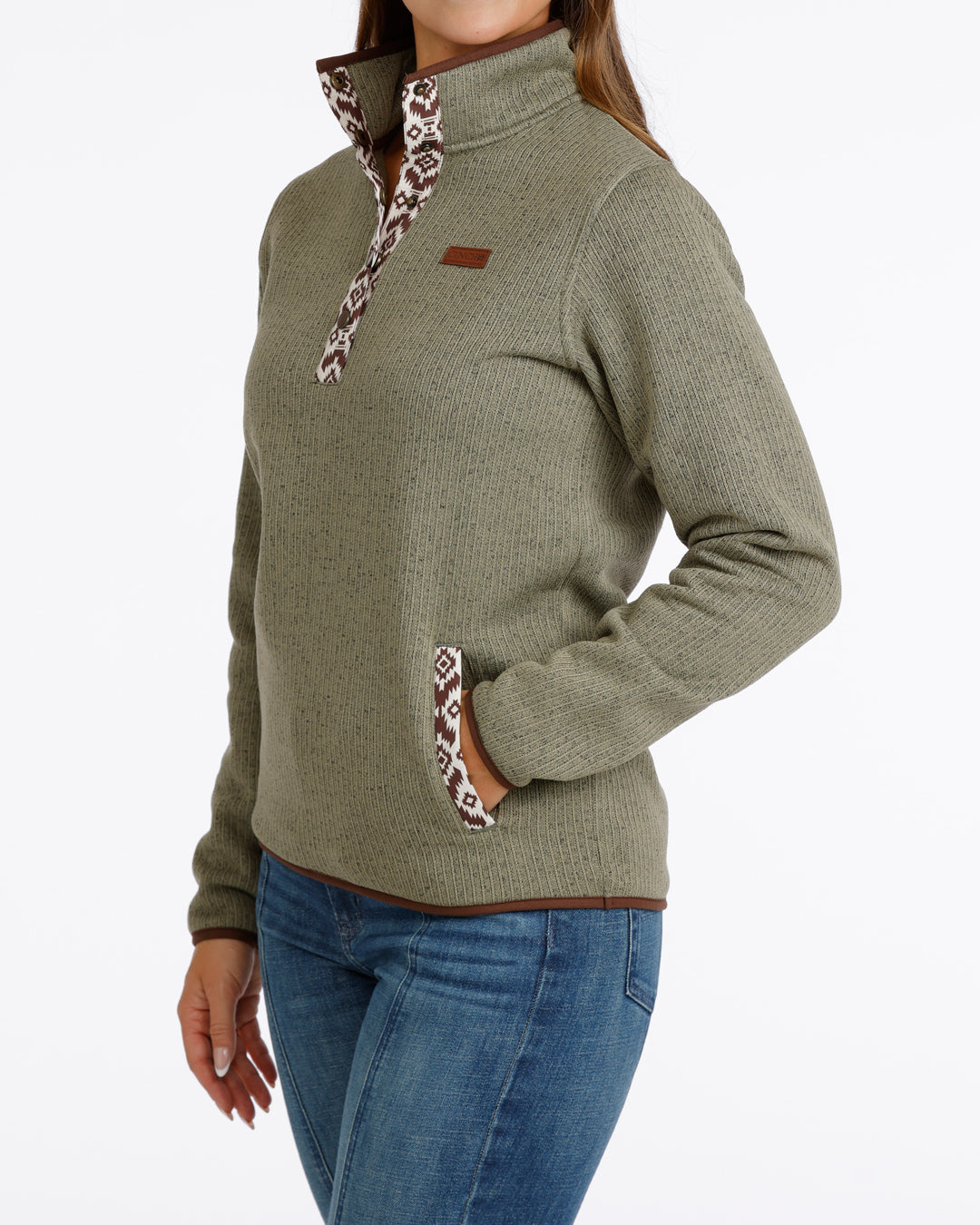 Cinch Olive Aztec Fleece Pullover
