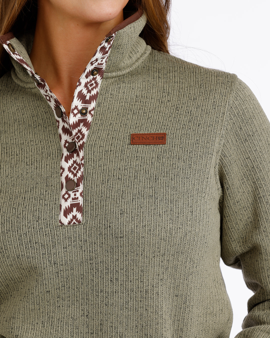 Cinch Olive Aztec Fleece Pullover