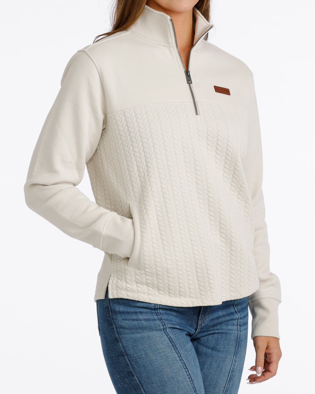 Cinch Ladies Cream 1/4 Zip Pullover