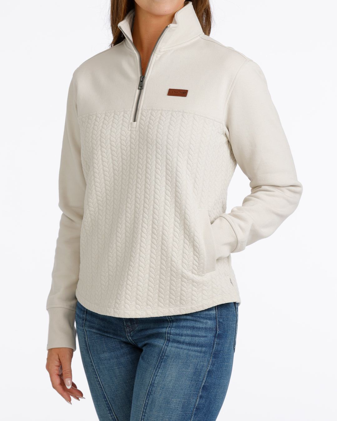 Cinch Ladies Cream 1/4 Zip Pullover