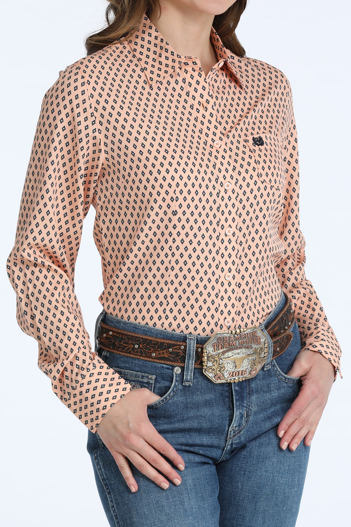 Cinch ArenaFlex Button-Down Western Shirt - Peach