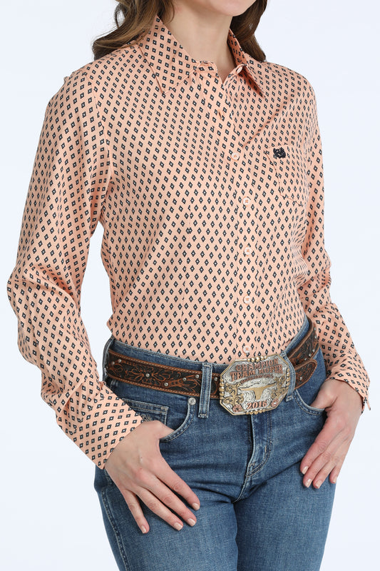 Cinch ArenaFlex Button-Down Western Shirt - Peach