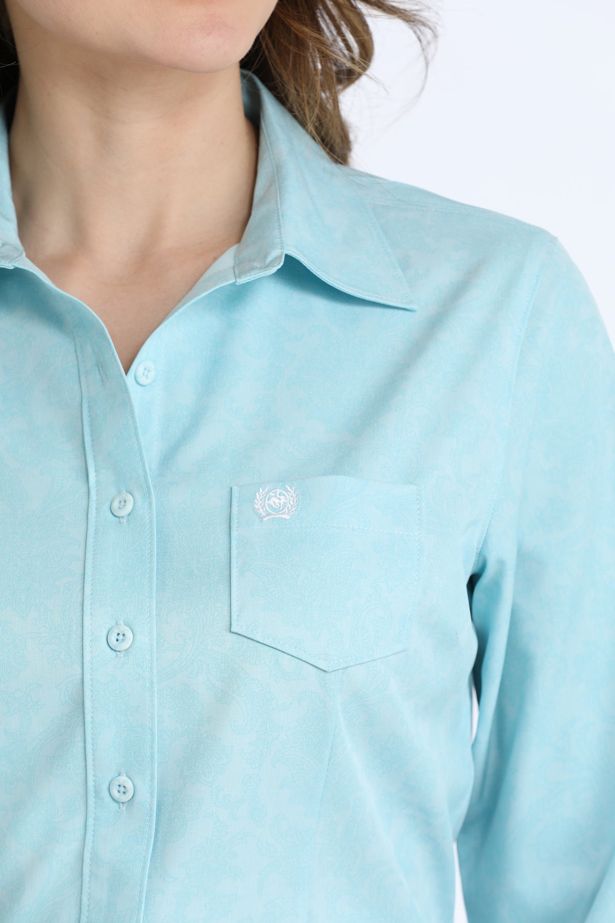 Cinch ArenaFlex Button-Down Western Shirt - Light Blue Paisley