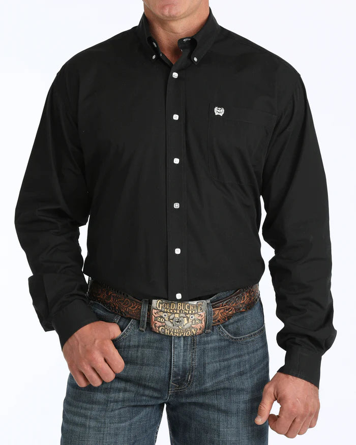 Cinch Solid Classic Fit Button-Down Western Shirt - Black