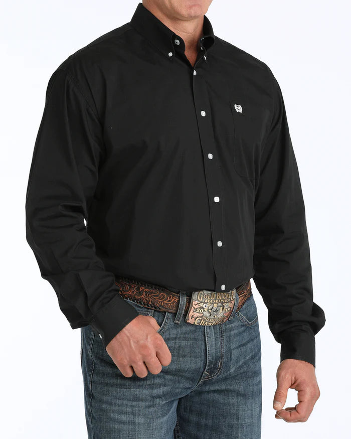Cinch Solid Classic Fit Button-Down Western Shirt - Black