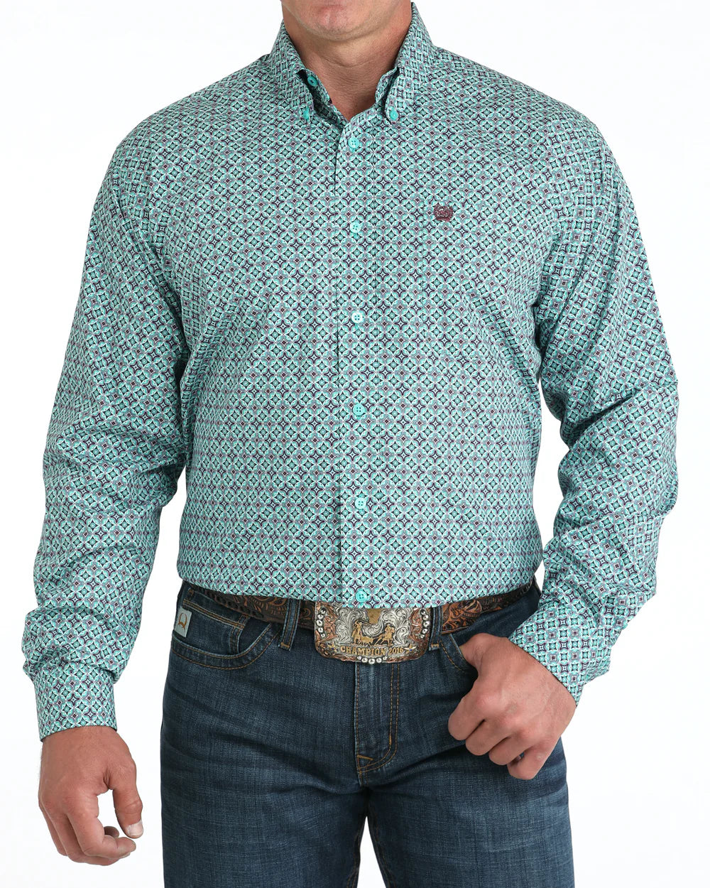 Cinch Classic Fit Button-Down Western Shirt - Turquoise