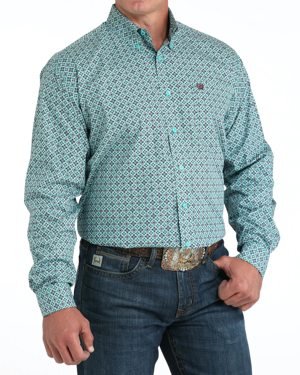Cinch Classic Fit Button-Down Western Shirt - Turquoise