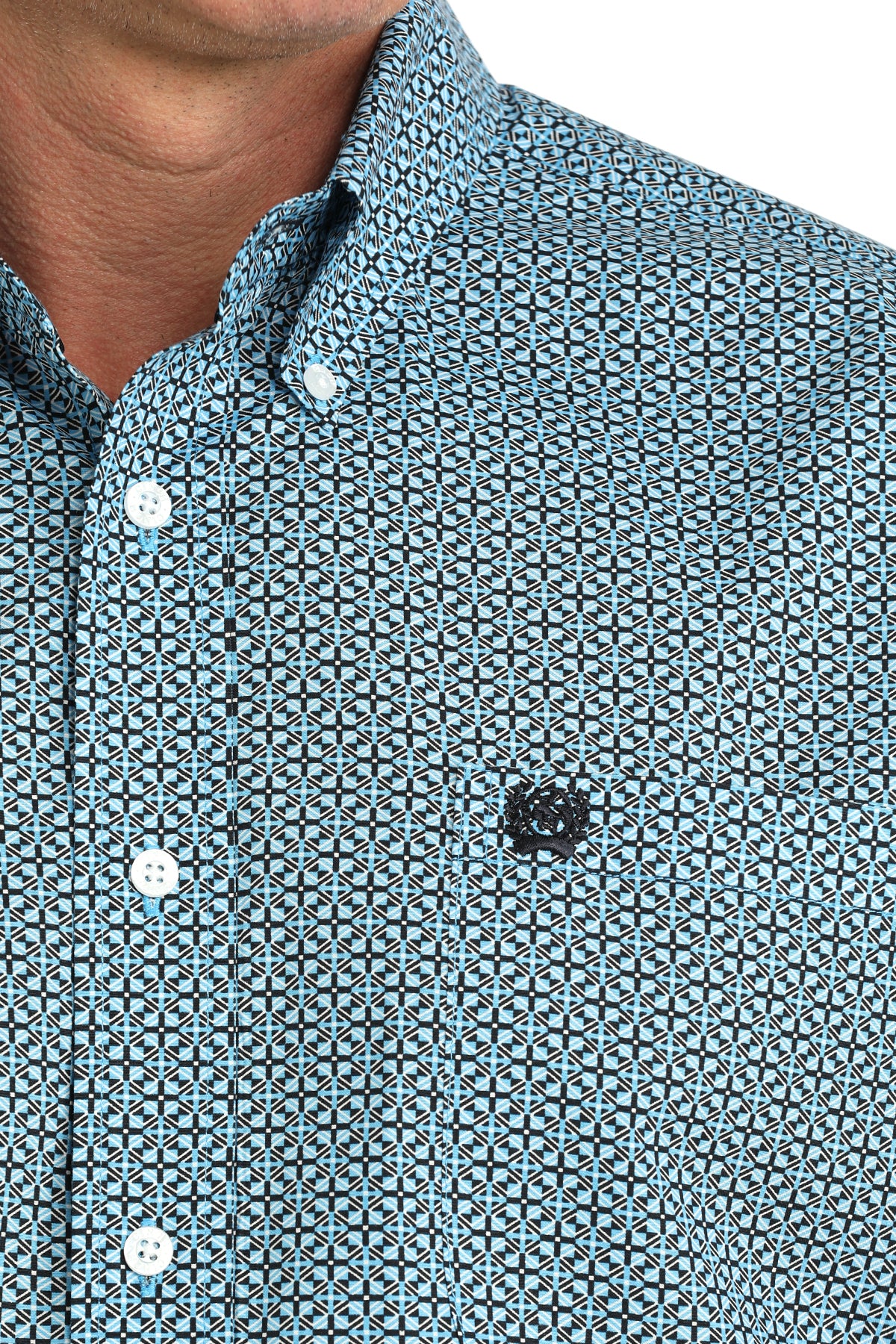 Cinch Classic Fit Button-Down Western Shirt - Blue Geo Print