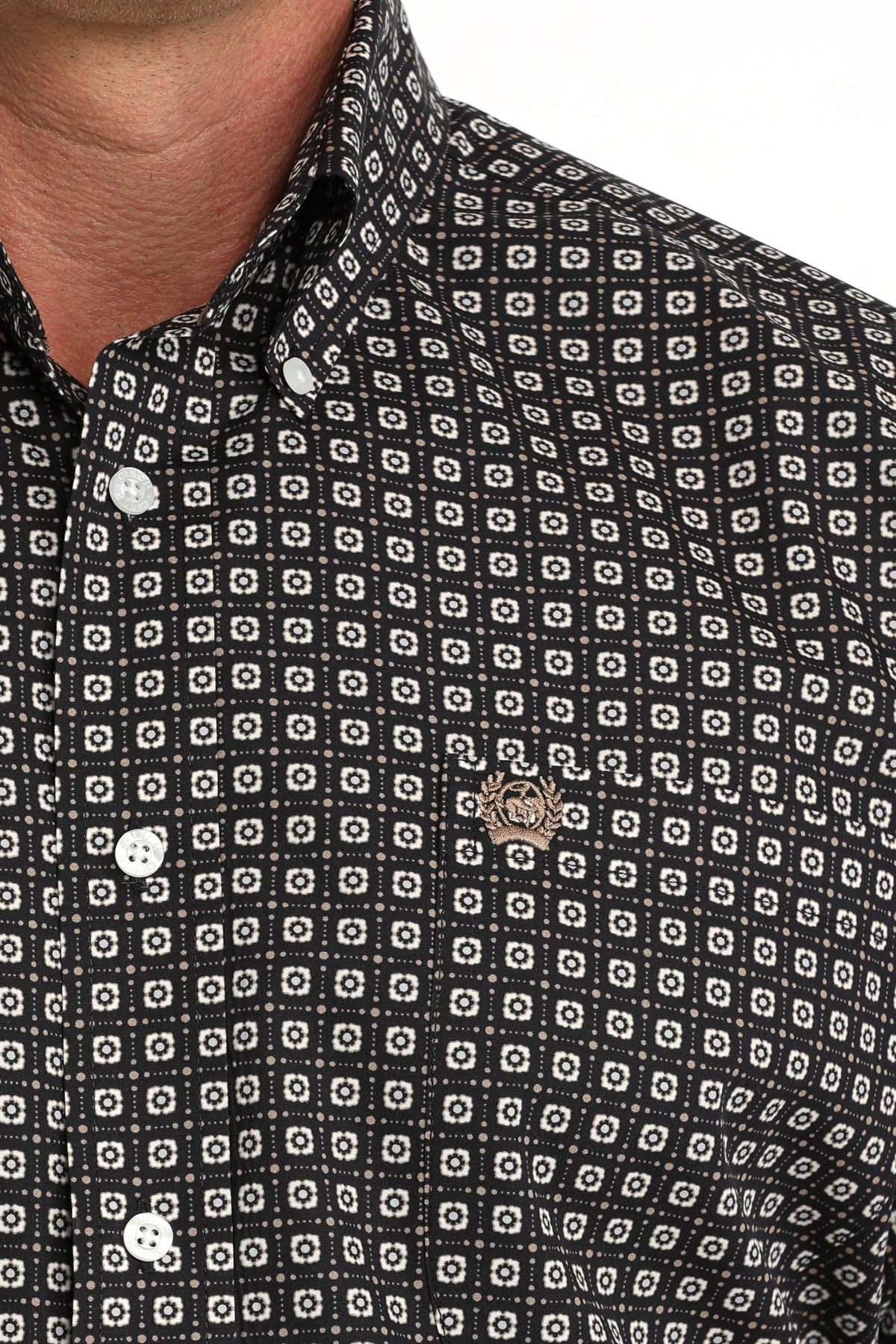 Cinch Classic Fit Button-Down Western Shirt - Navy Geo Print