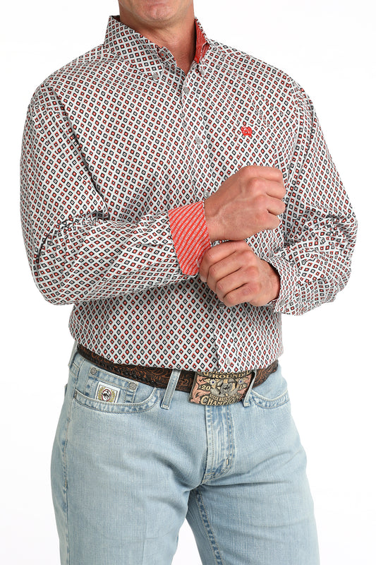 Cinch Classic Fit Button-Down Western Shirt - Grey Geo Print