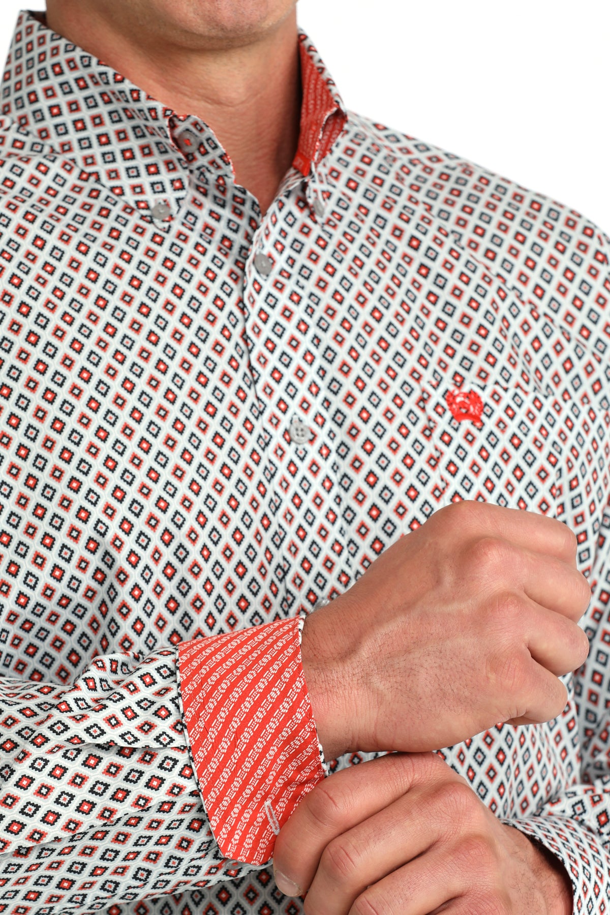 Cinch Classic Fit Button-Down Western Shirt - Grey Geo Print