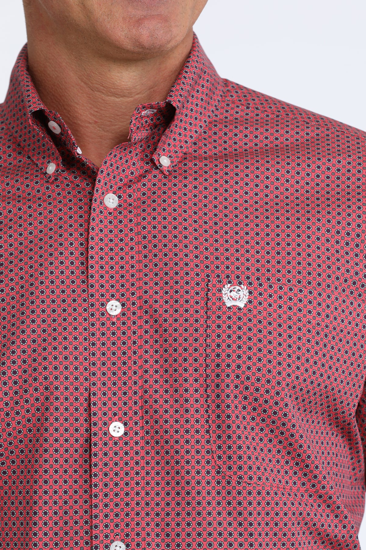 Cinch Classic Fit Button-Down Western Shirt - Pink Geo Print