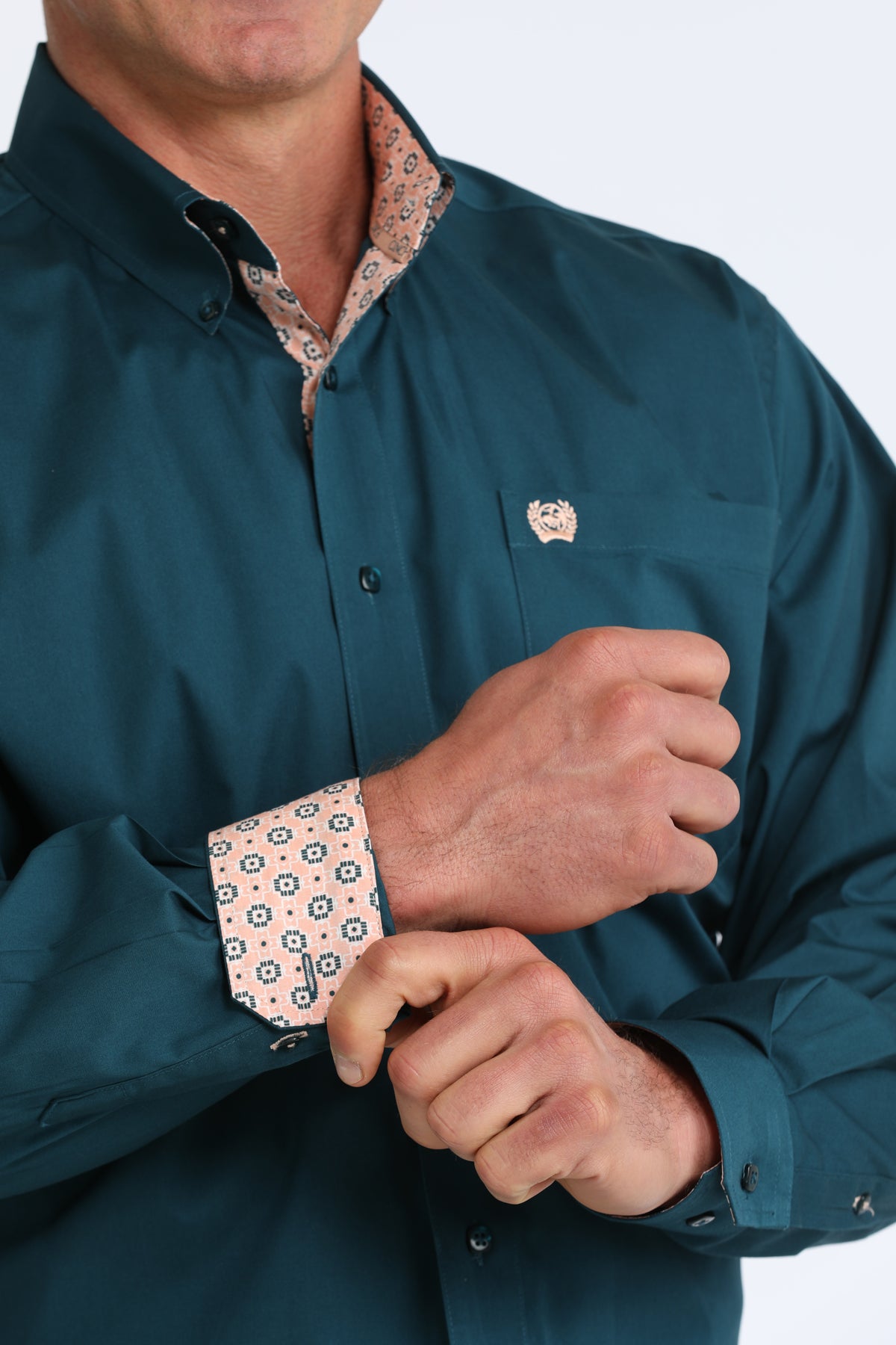 Cinch Classic Fit Button-Down Western Shirt - Teal