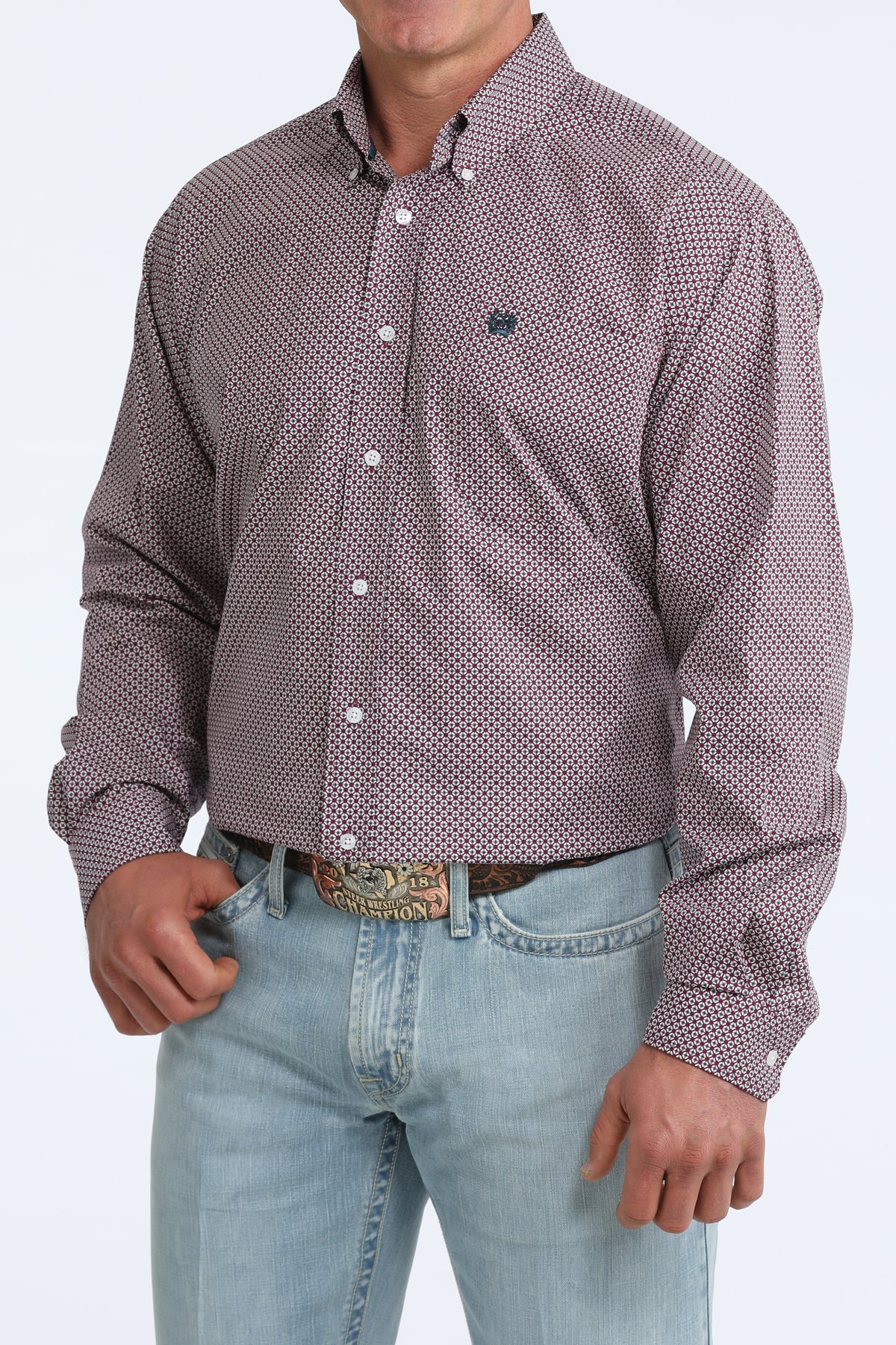 Cinch Classic Fit Button-Down Western Shirt - Purple Geo Print