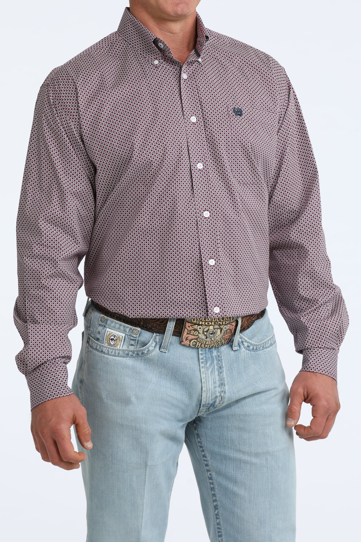 Cinch Classic Fit Button-Down Western Shirt - Purple Geo Print