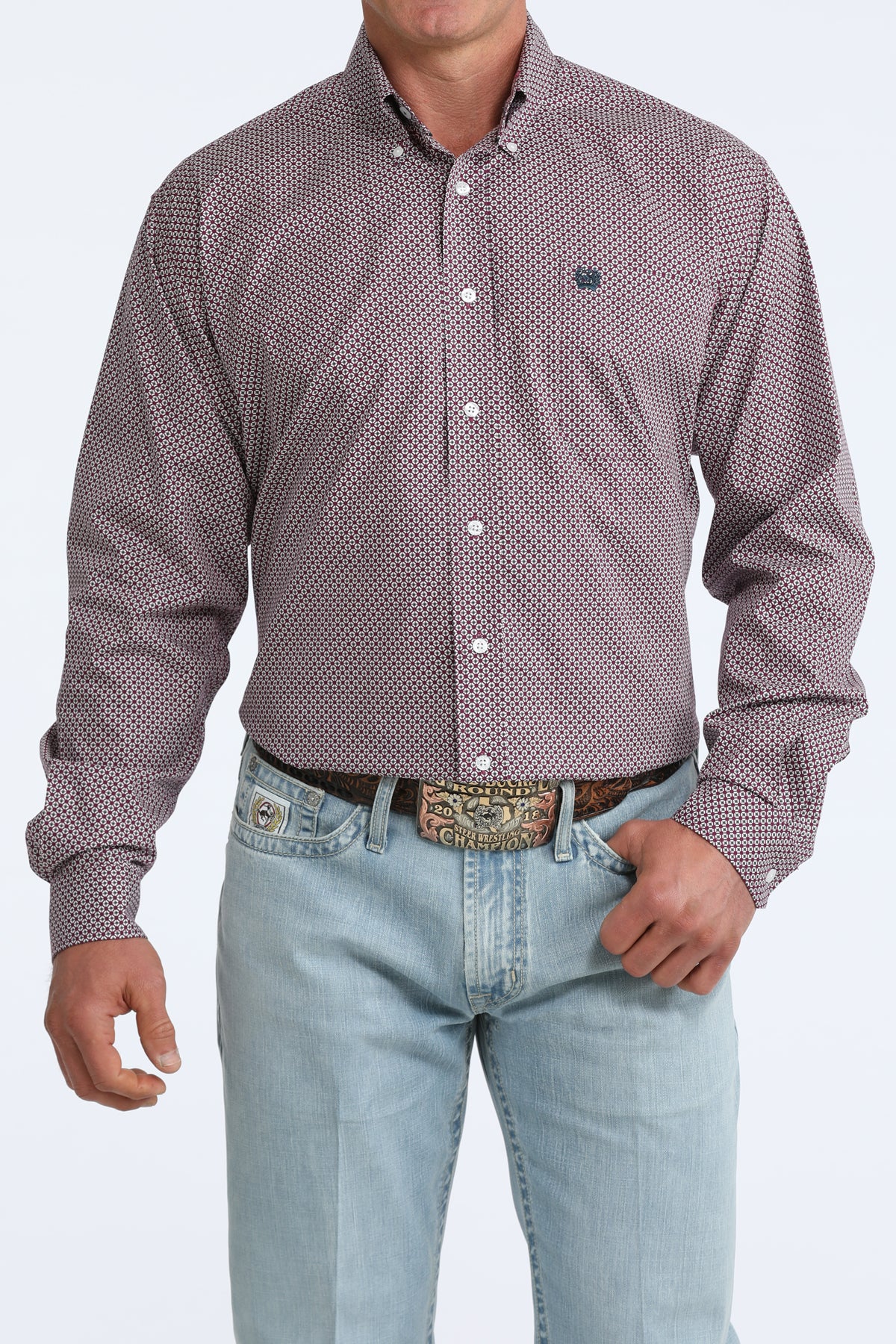 Cinch Classic Fit Button-Down Western Shirt - Purple Geo Print