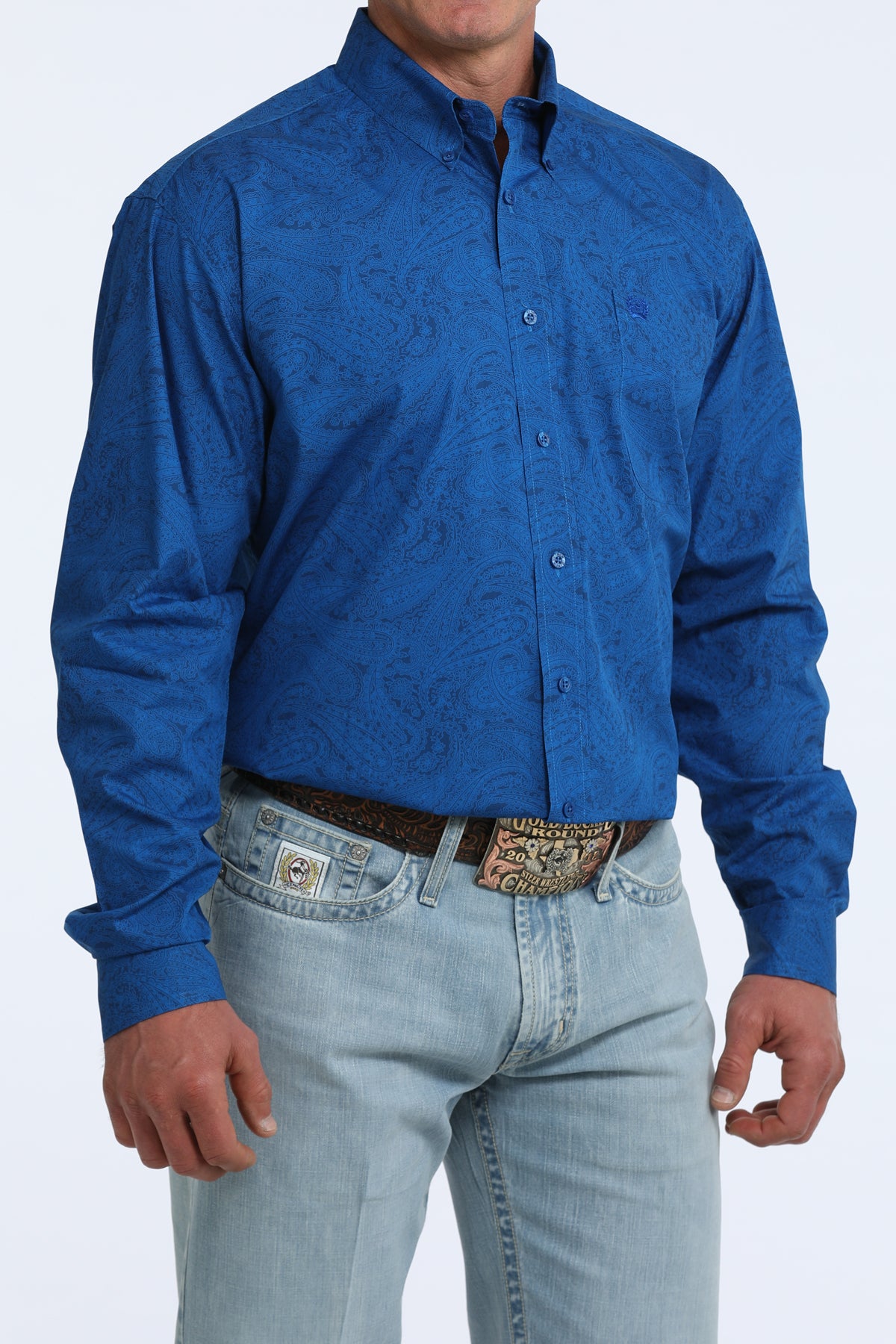 Cinch Classic Fit Button-Down Western Shirt - Royal Blue Paisley