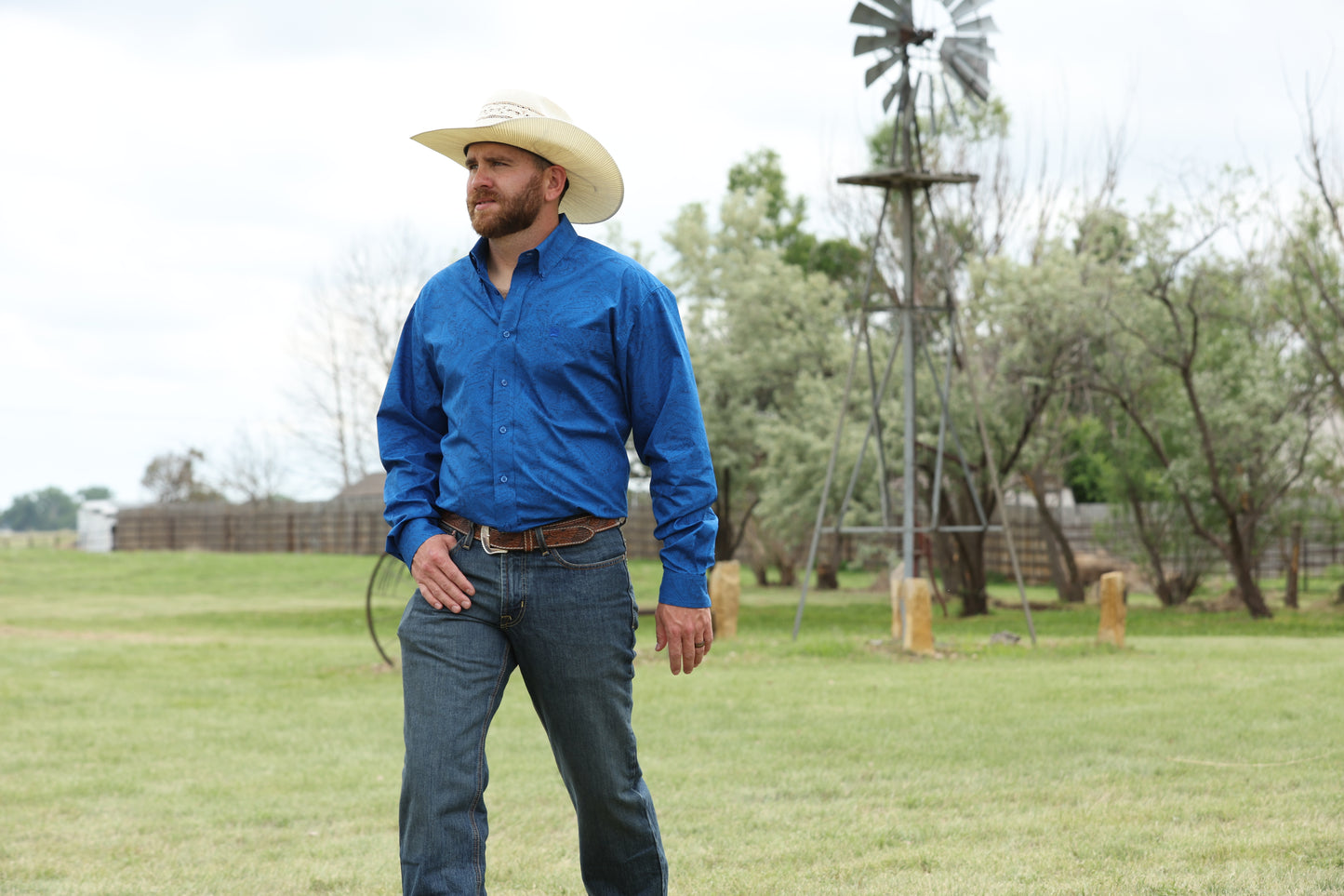 Cinch Classic Fit Button-Down Western Shirt - Royal Blue Paisley