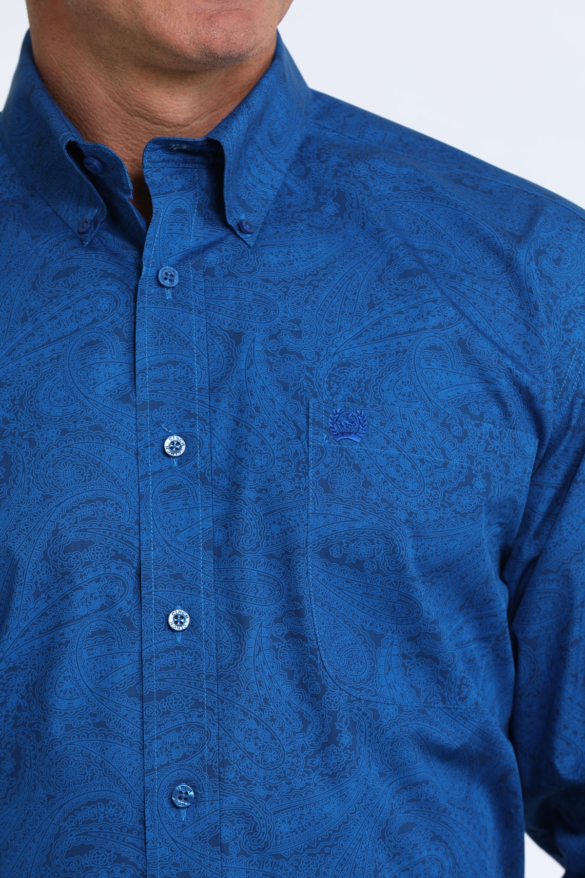 Cinch Classic Fit Button-Down Western Shirt - Royal Blue Paisley