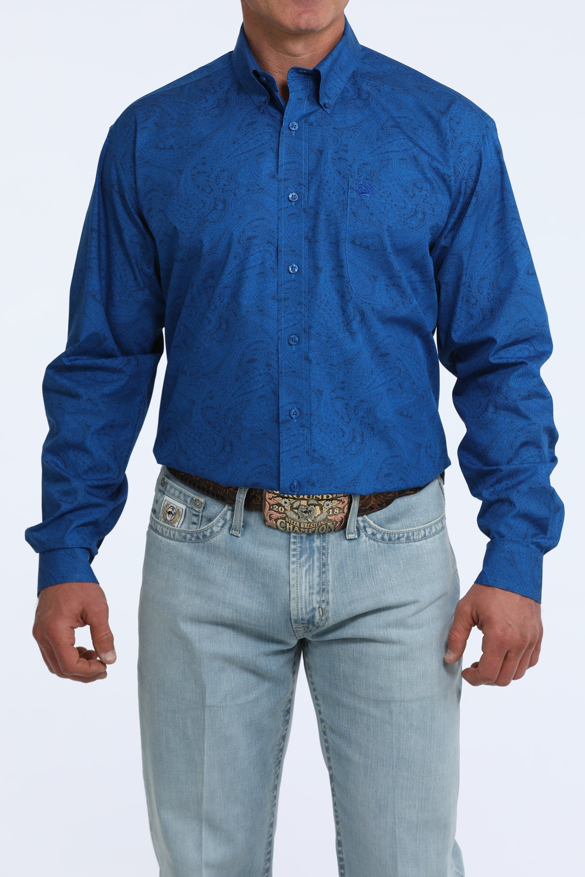 Cinch Classic Fit Button-Down Western Shirt - Royal Blue Paisley