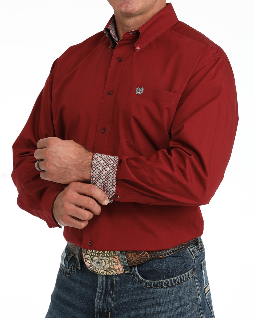 Cinch Classic Fit Button-Down Western Shirt - Deep Red
