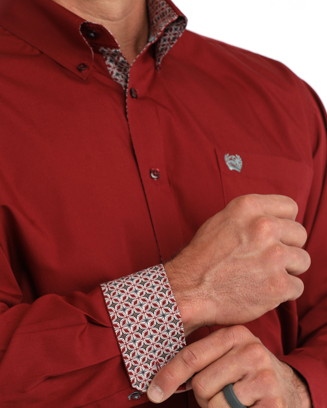 Cinch Classic Fit Button-Down Western Shirt - Deep Red