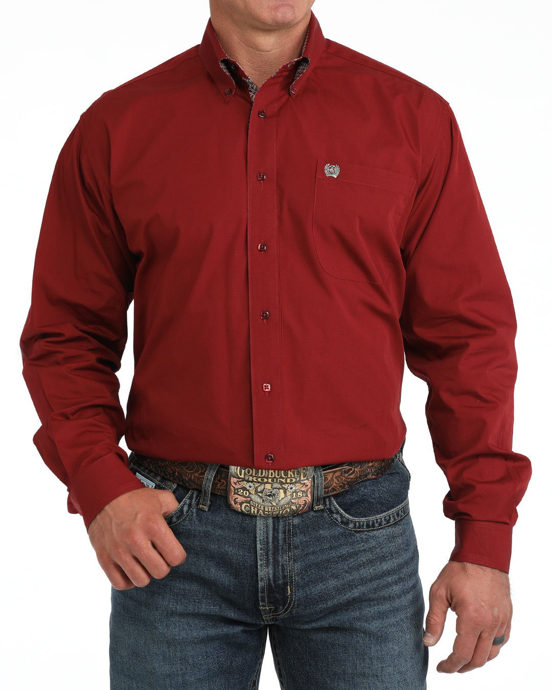 Cinch Classic Fit Button-Down Western Shirt - Deep Red