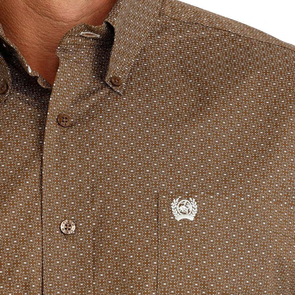 Cinch Classic Fit Button-Down Western Shirt - Brown Geo Print