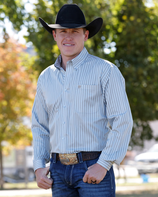 Cinch TENCEL™ Classic Fit Button-Down Western Shirt - Blue Brown