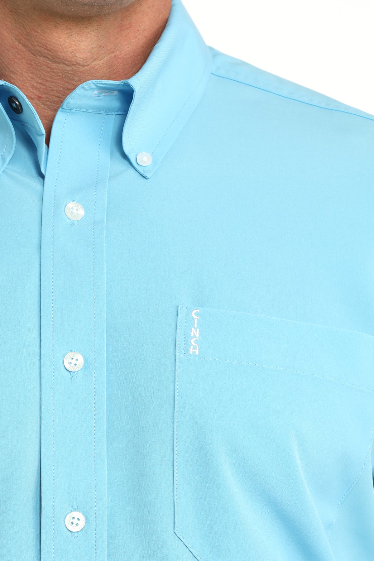 Cinch Solid Modern Fit Button-Down Western Shirt - Light Blue