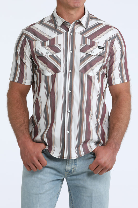 Cinch Camp Shirt - Burgundy Stripe