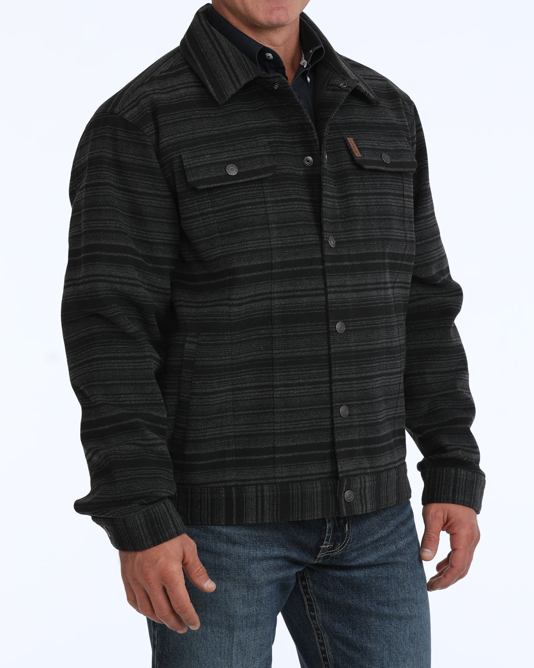 Cinch Black Stripe Snap Trucker Jacket