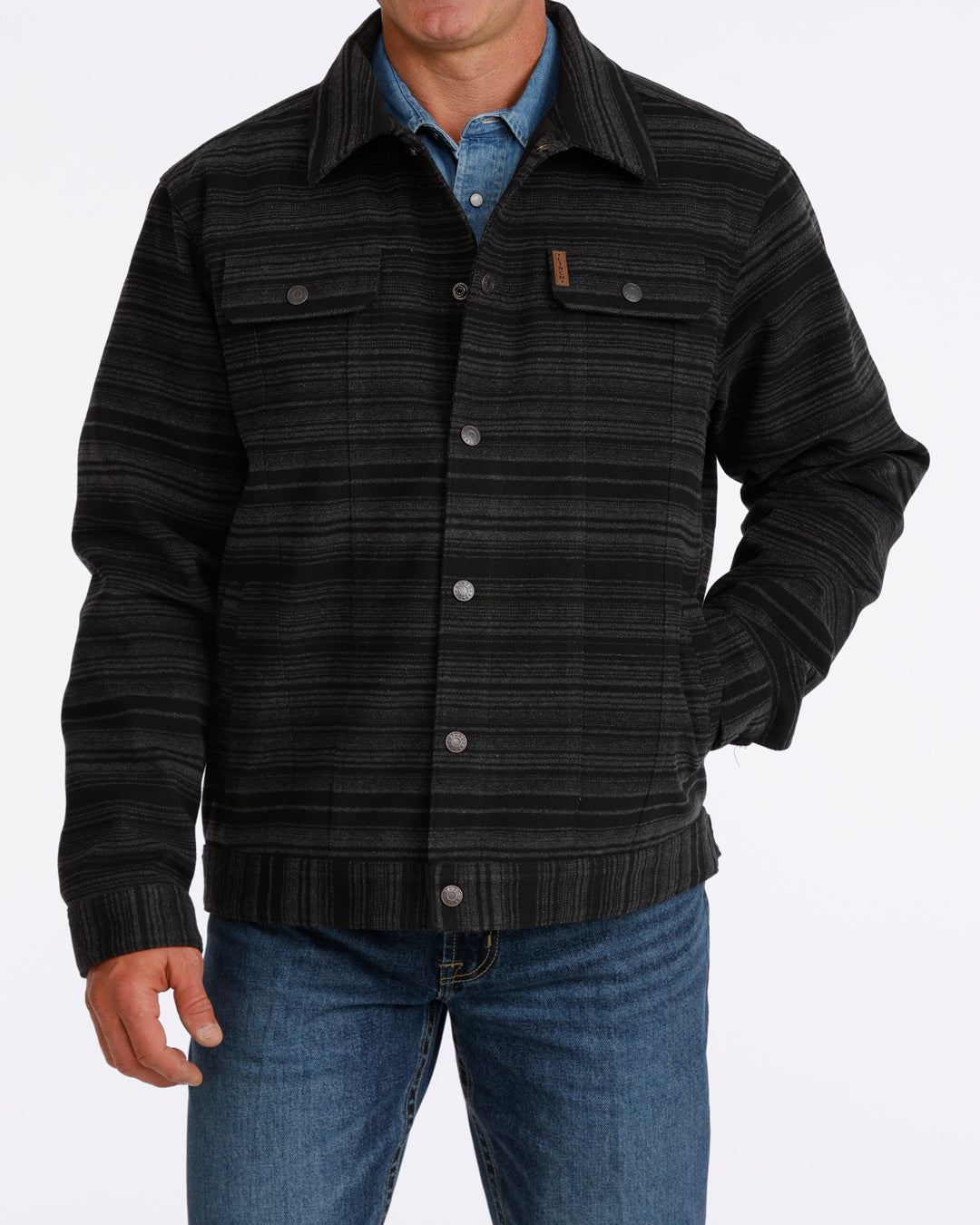 Cinch Black Stripe Snap Trucker Jacket