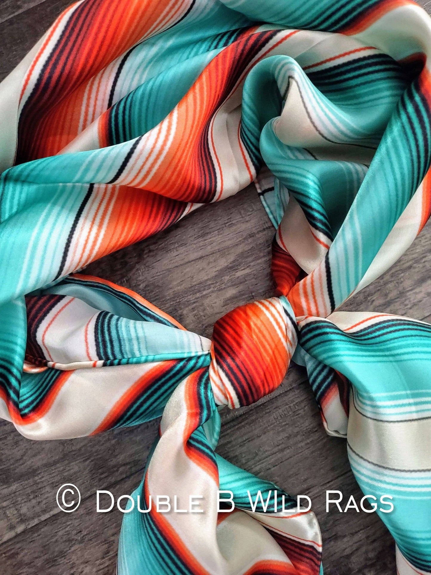 Coral & Turquoise 100% Silk Wild Rag