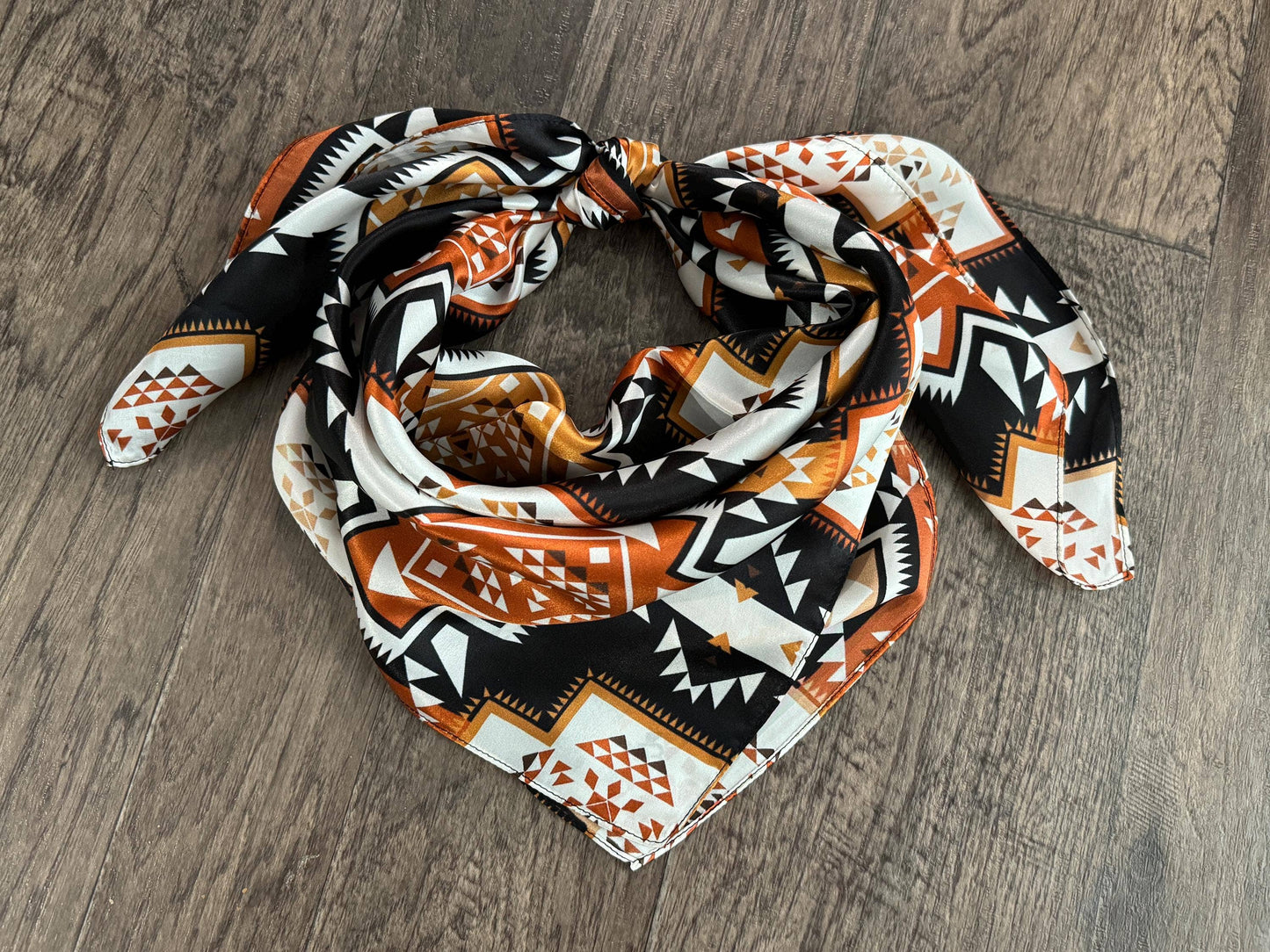 Brown Aztec 100% Silk Wild Rag