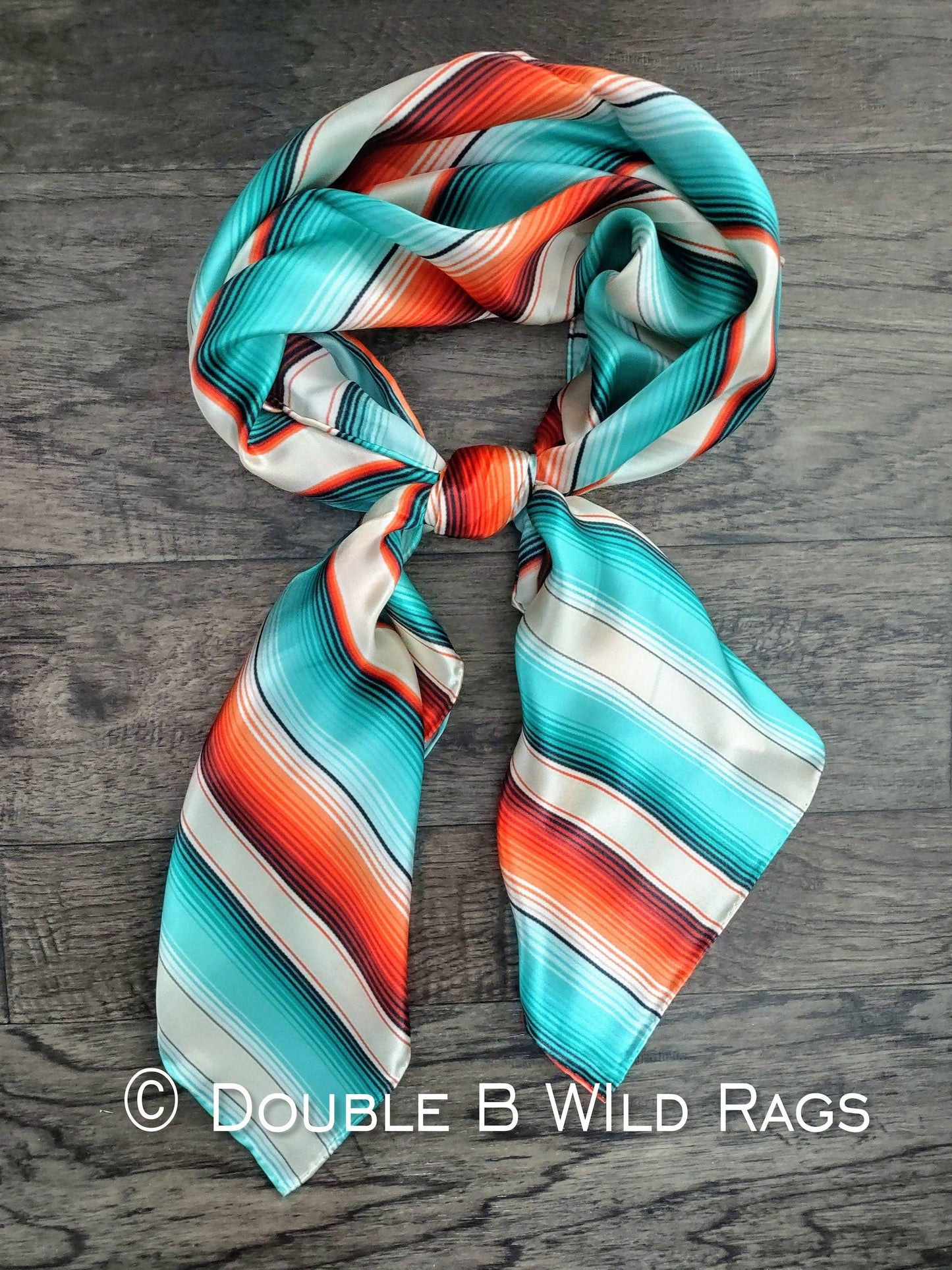Coral & Turquoise 100% Silk Wild Rag