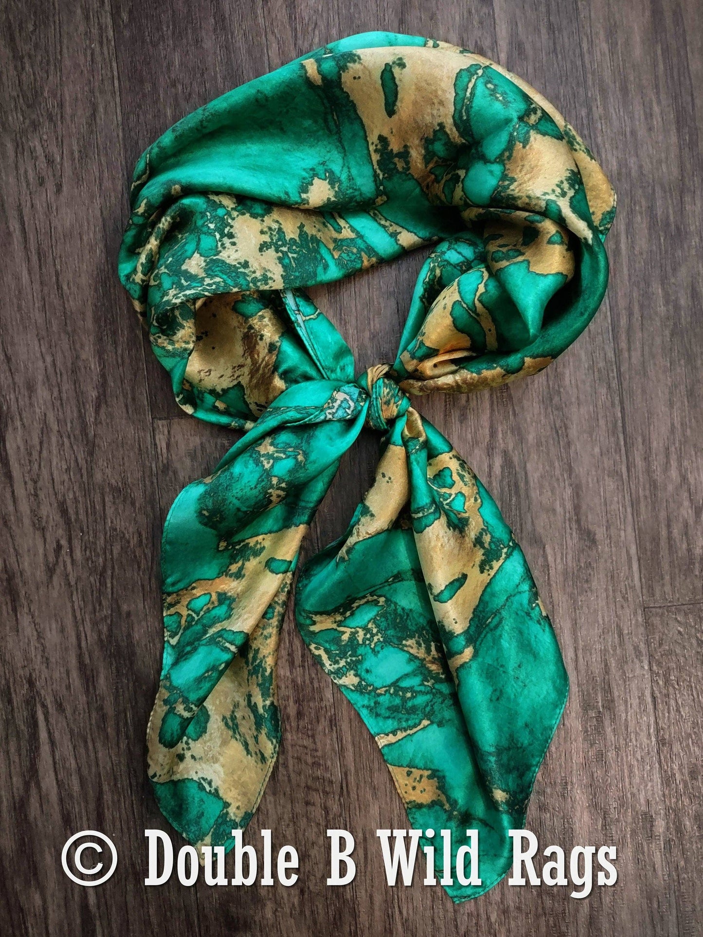 Teal & Gold Marble 100% Wild Rag