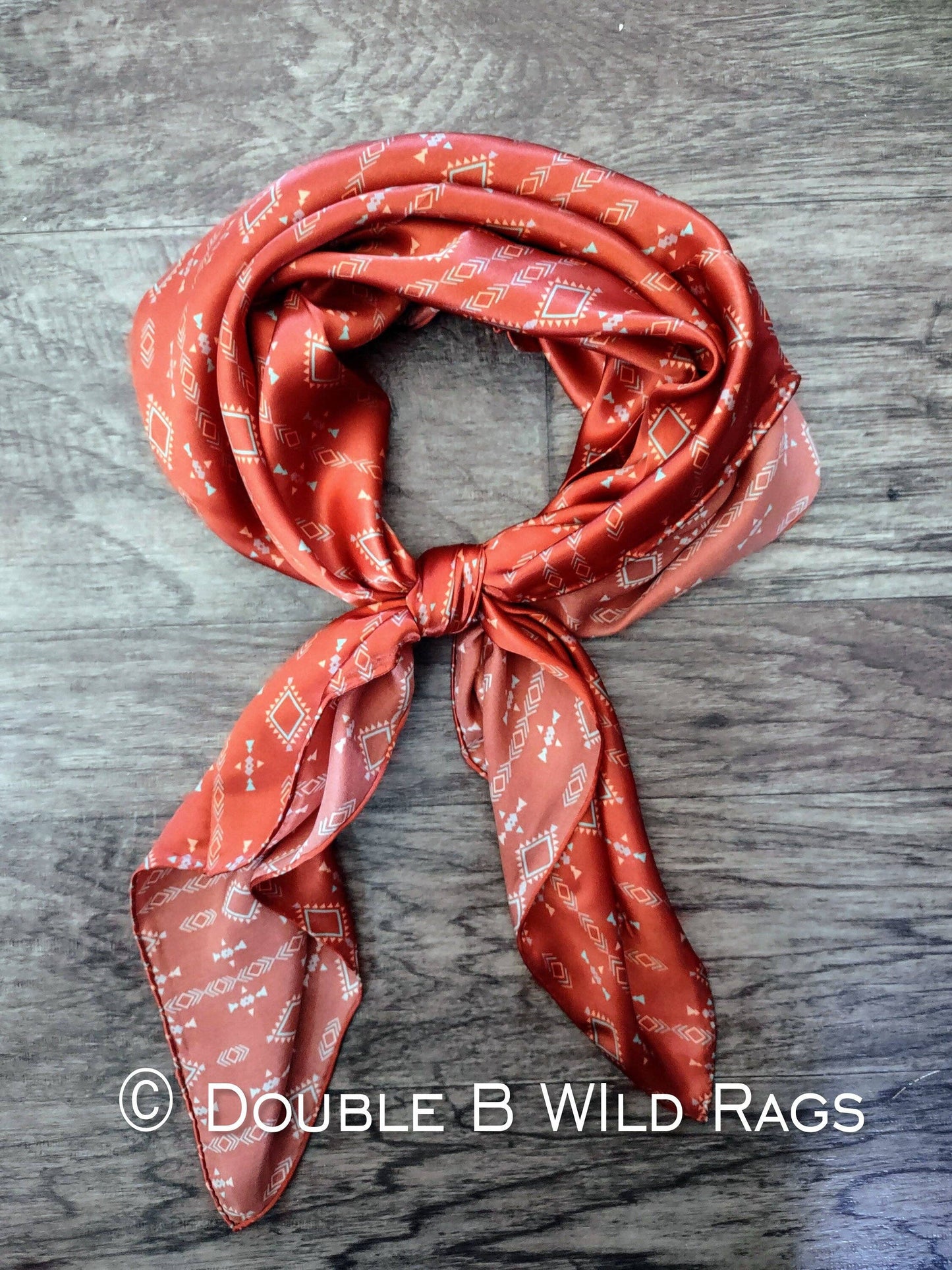 Orange Aztec 100% Silk Wild Rag
