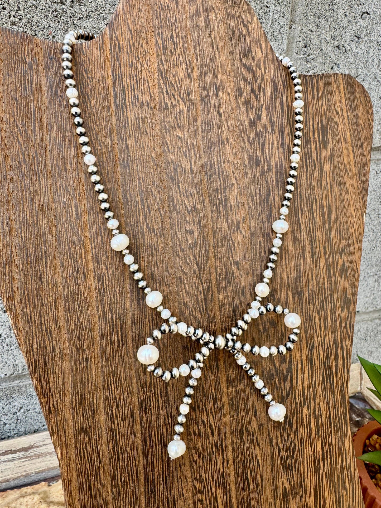 Navajo Pearl Bowtie Necklace