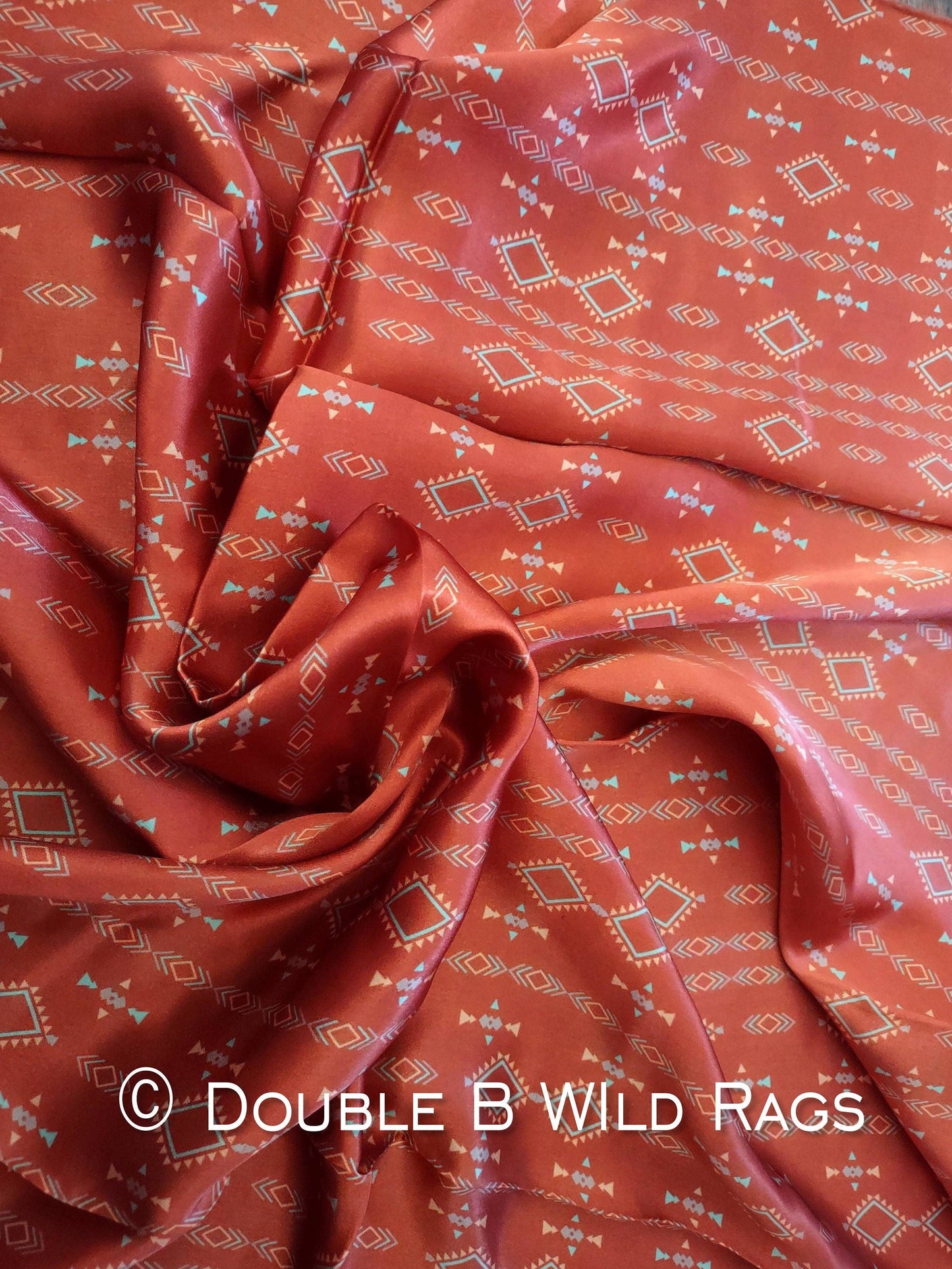 Orange Aztec 100% Silk Wild Rag