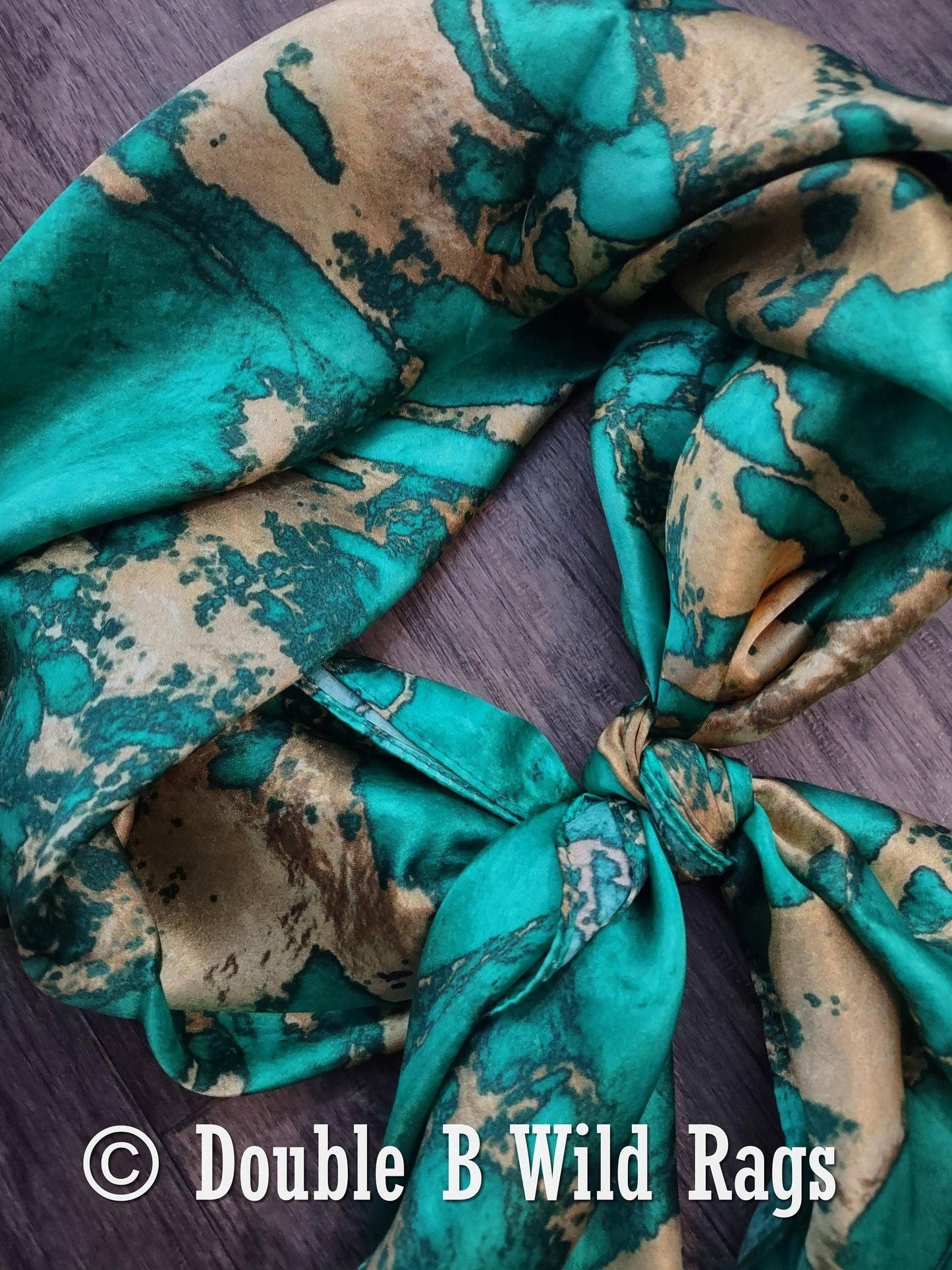 Teal & Gold Marble 100% Wild Rag