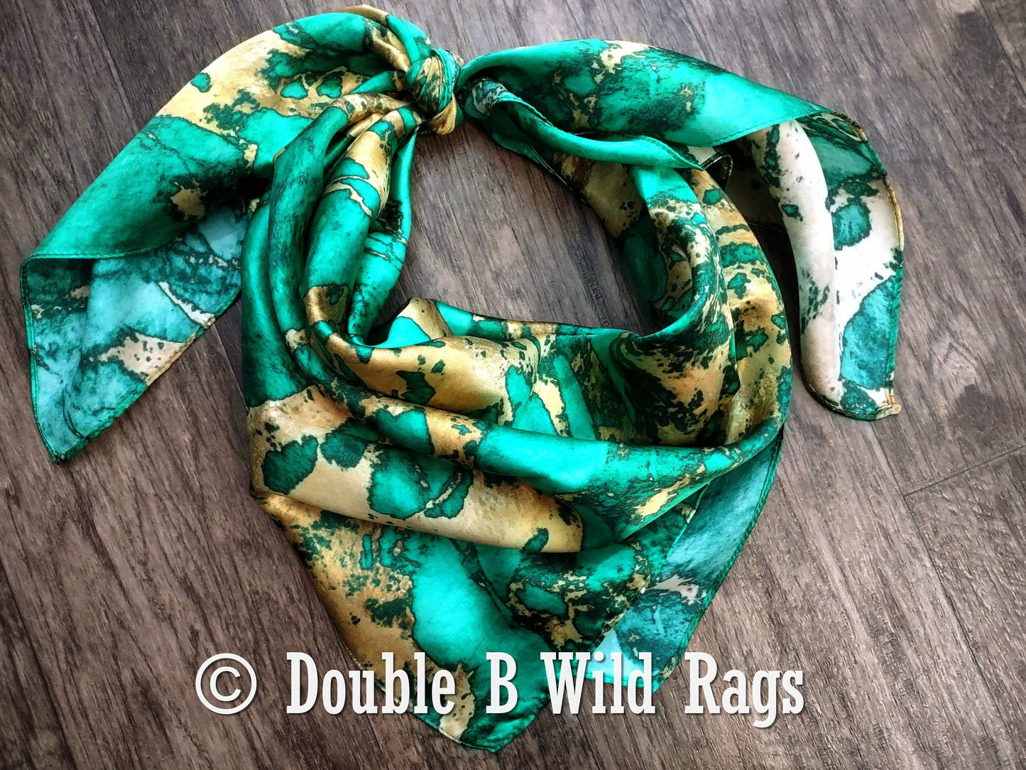 Teal & Gold Marble 100% Wild Rag
