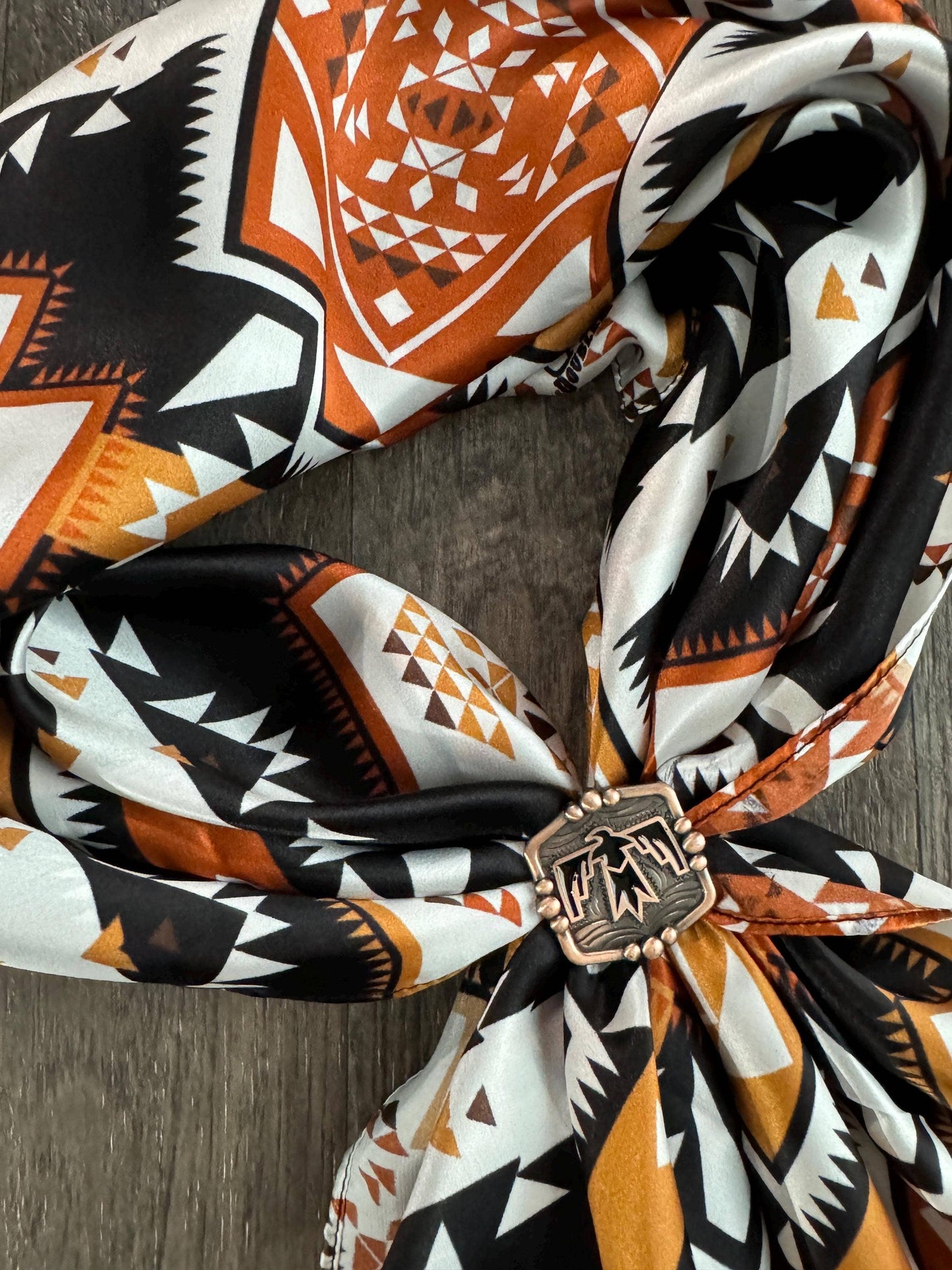 Brown Aztec 100% Silk Wild Rag