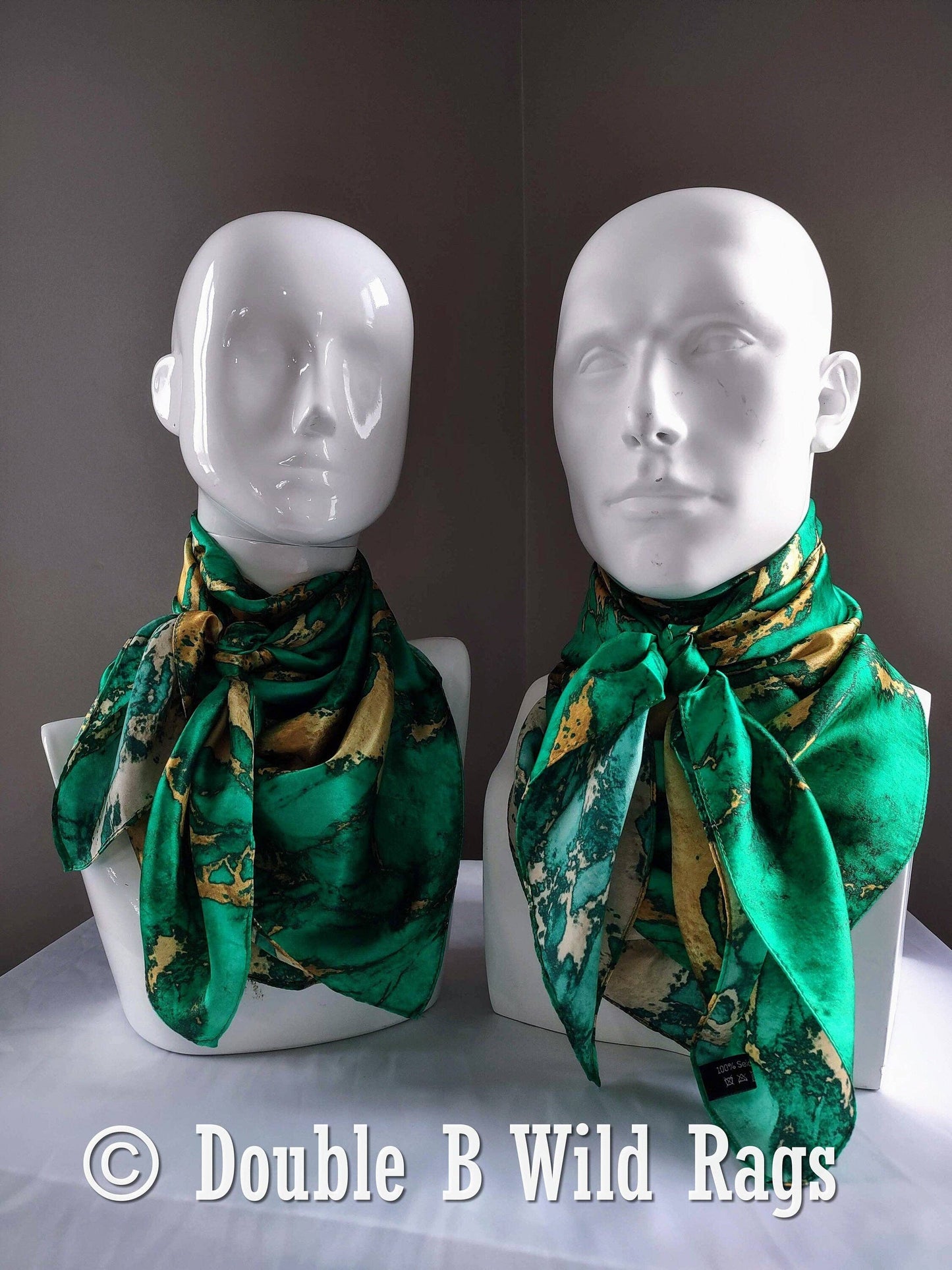 Teal & Gold Marble 100% Wild Rag