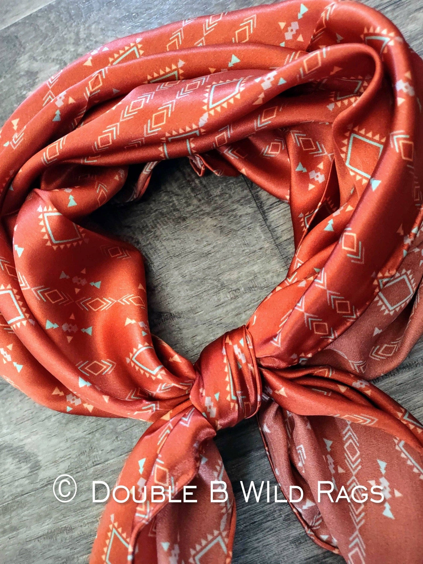 Orange Aztec 100% Silk Wild Rag