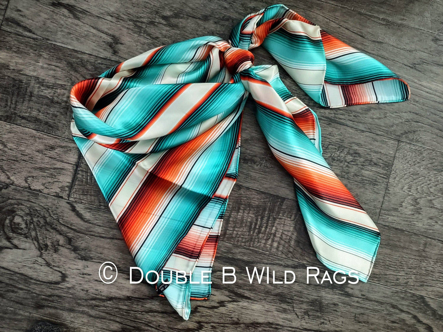 Coral & Turquoise 100% Silk Wild Rag