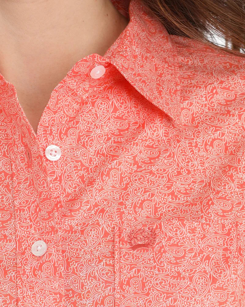 Cinch Stretch Arena Fit Button-Down Western Shirt - Coral
